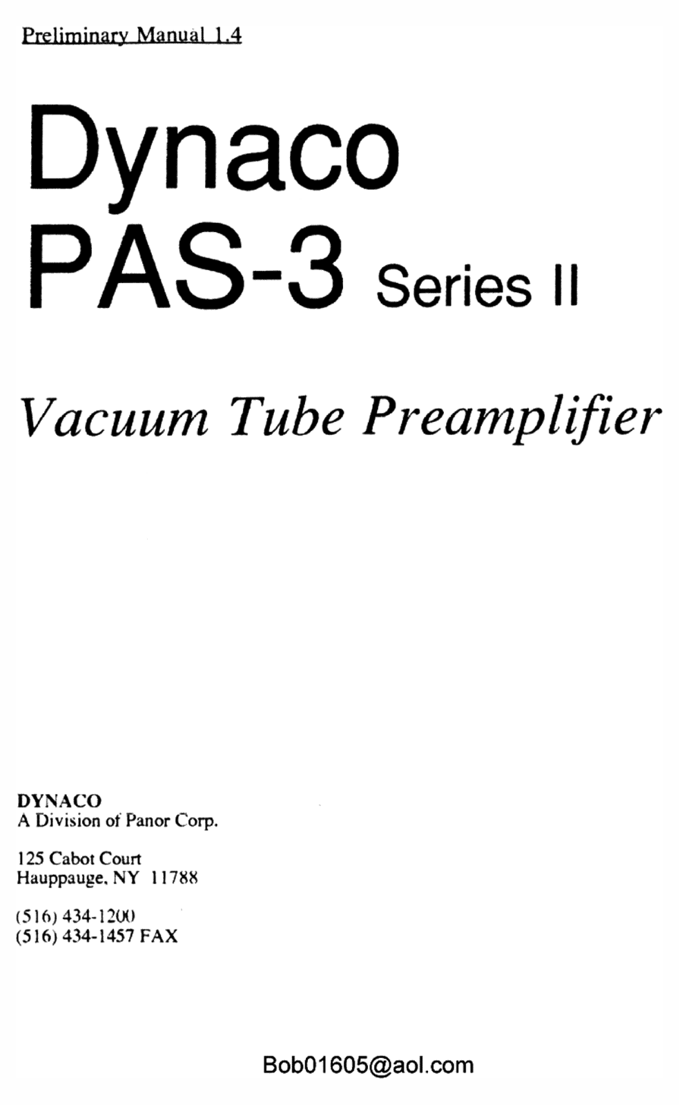 Dynaco PAS-3 Mk2 Service manual