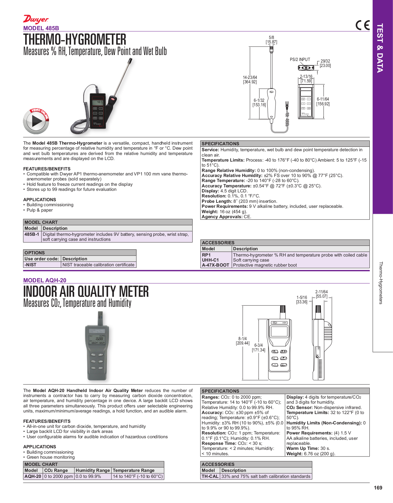 Dwyer Instruments AQH-20 Catalog Page