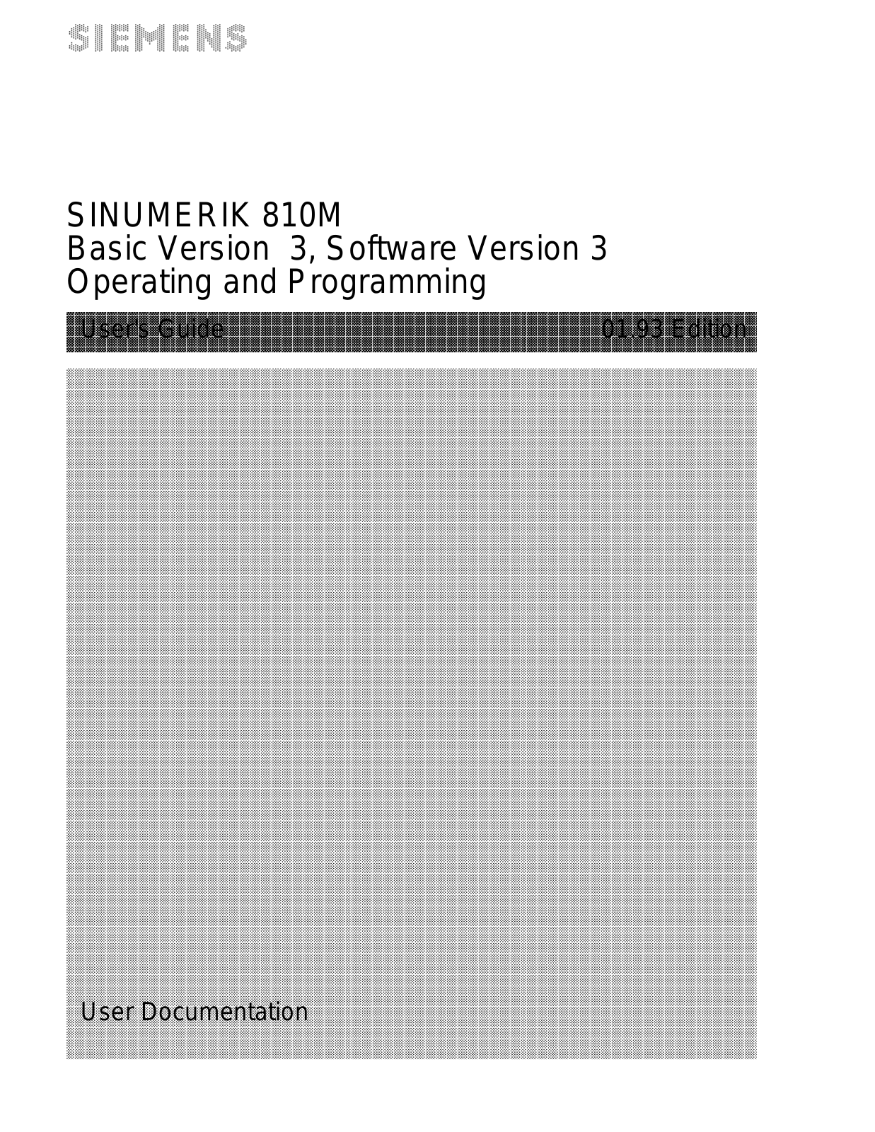 Siemens SINUMERIK 810M Operating And Programming Manual