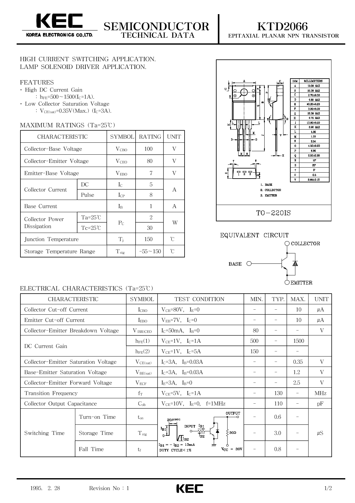 KEC KTD2066 Datasheet