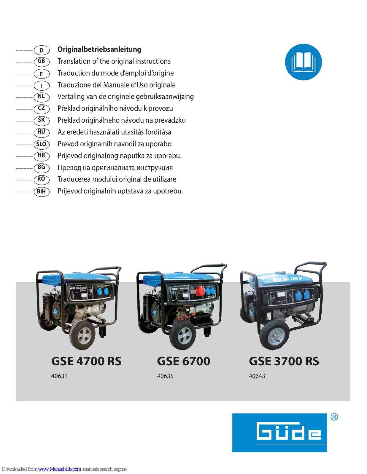 Gude GSE 4700 RS, GSE 6700, 40631, GSE 3700 RS, 40635 Original Instructions Manual