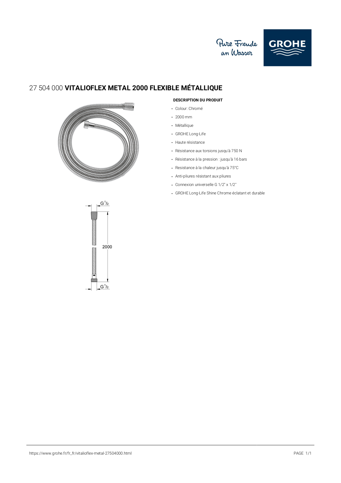 Grohe 27504000 Specification - ManualMachine.com