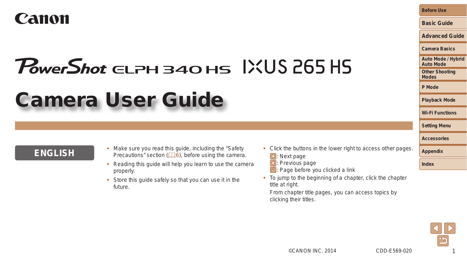 Canon ELPH340HSSIL, ELPH340HSBK, ELPH340HS-PR User Manual