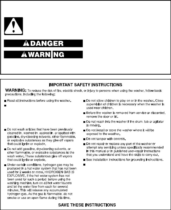 Whirlpool 8TWTW4955JW, 8TWTW6000JW Owner's Manual