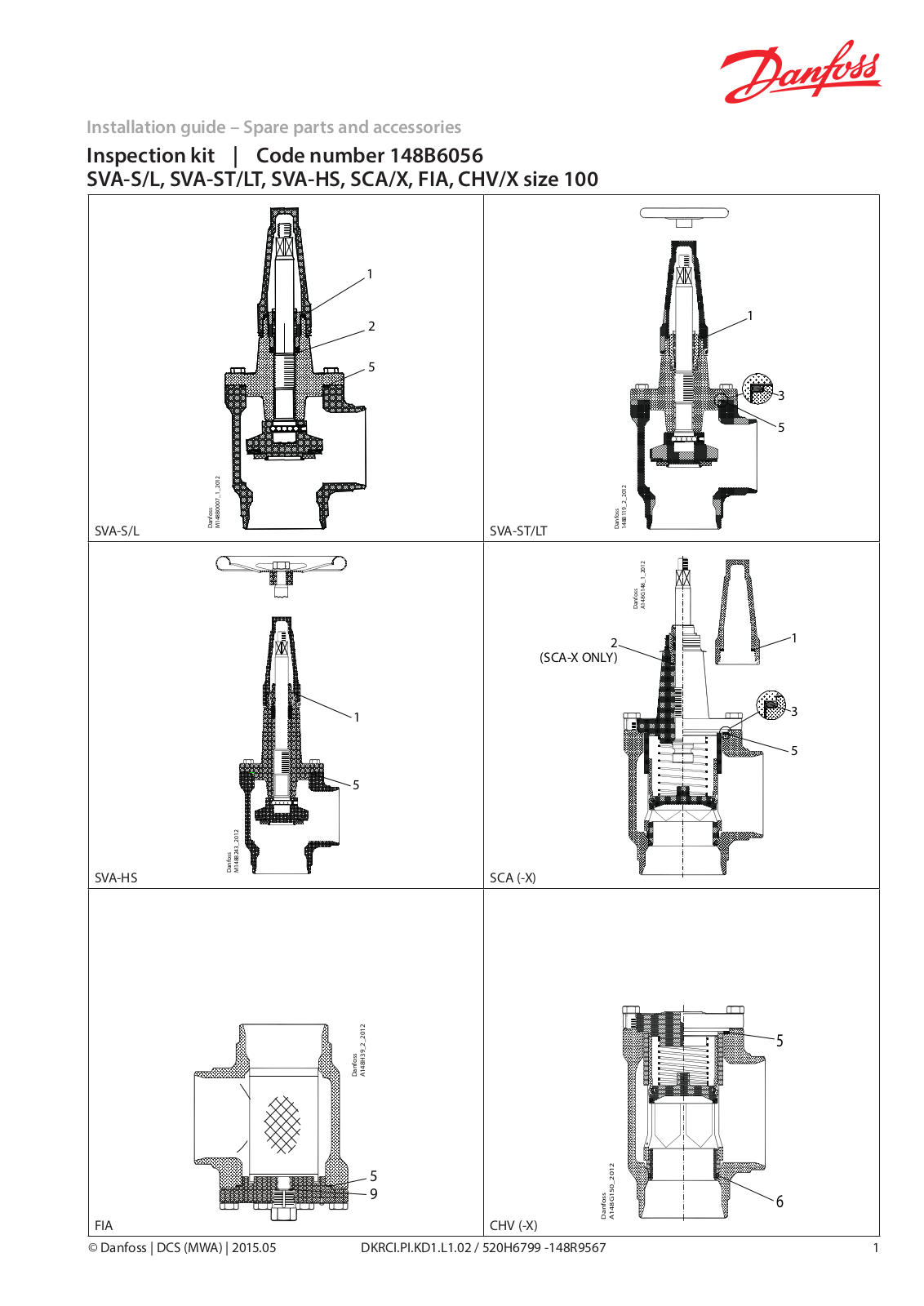 Danfoss SVA-S 100, SVA-L 100, SVA-ST 100, SVA-LT 100, REG-SA 100 Installation guide