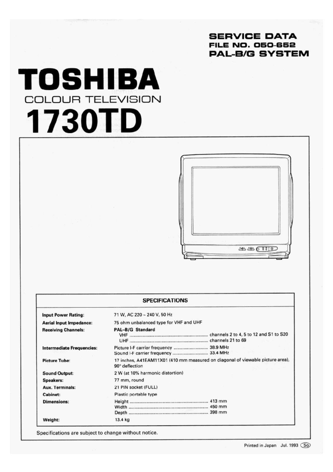 Toshiba 1730TD Schematic