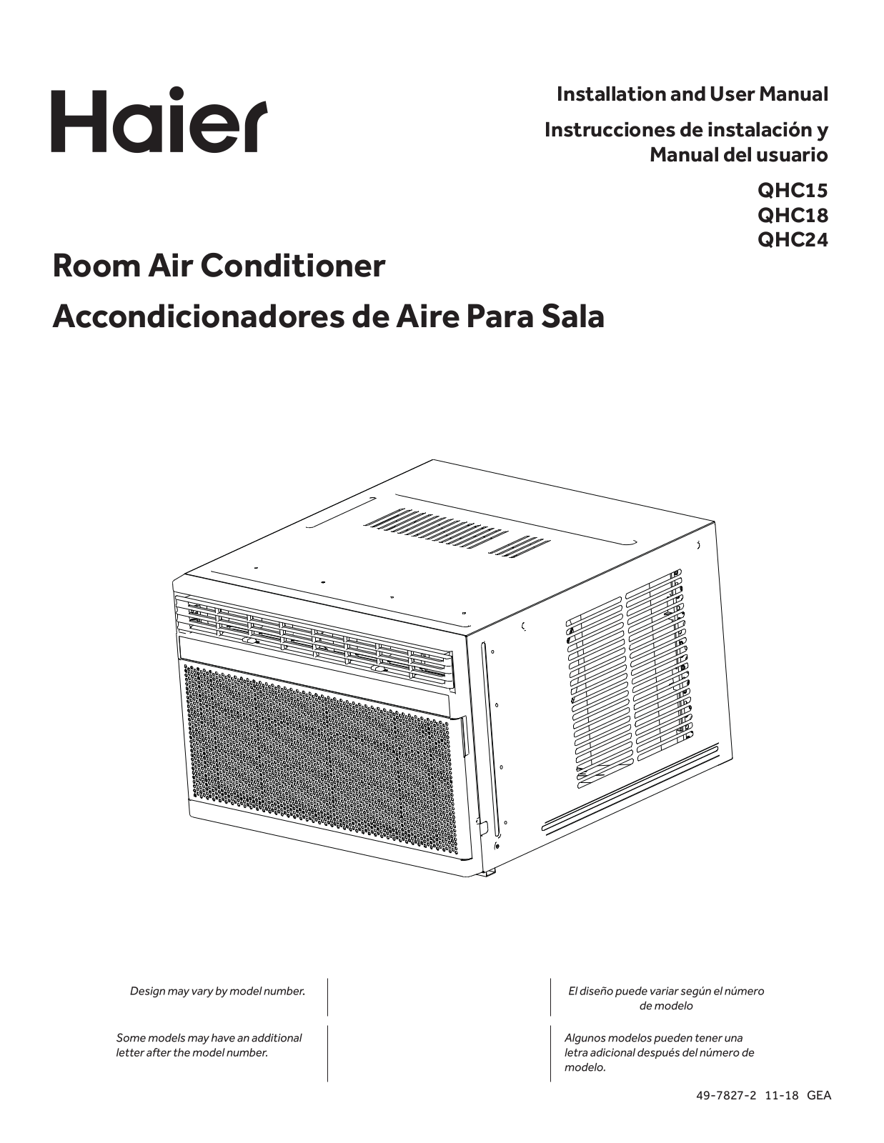 Haier QHC15AX, QHC18DX, QHC24DX Installation Manual
