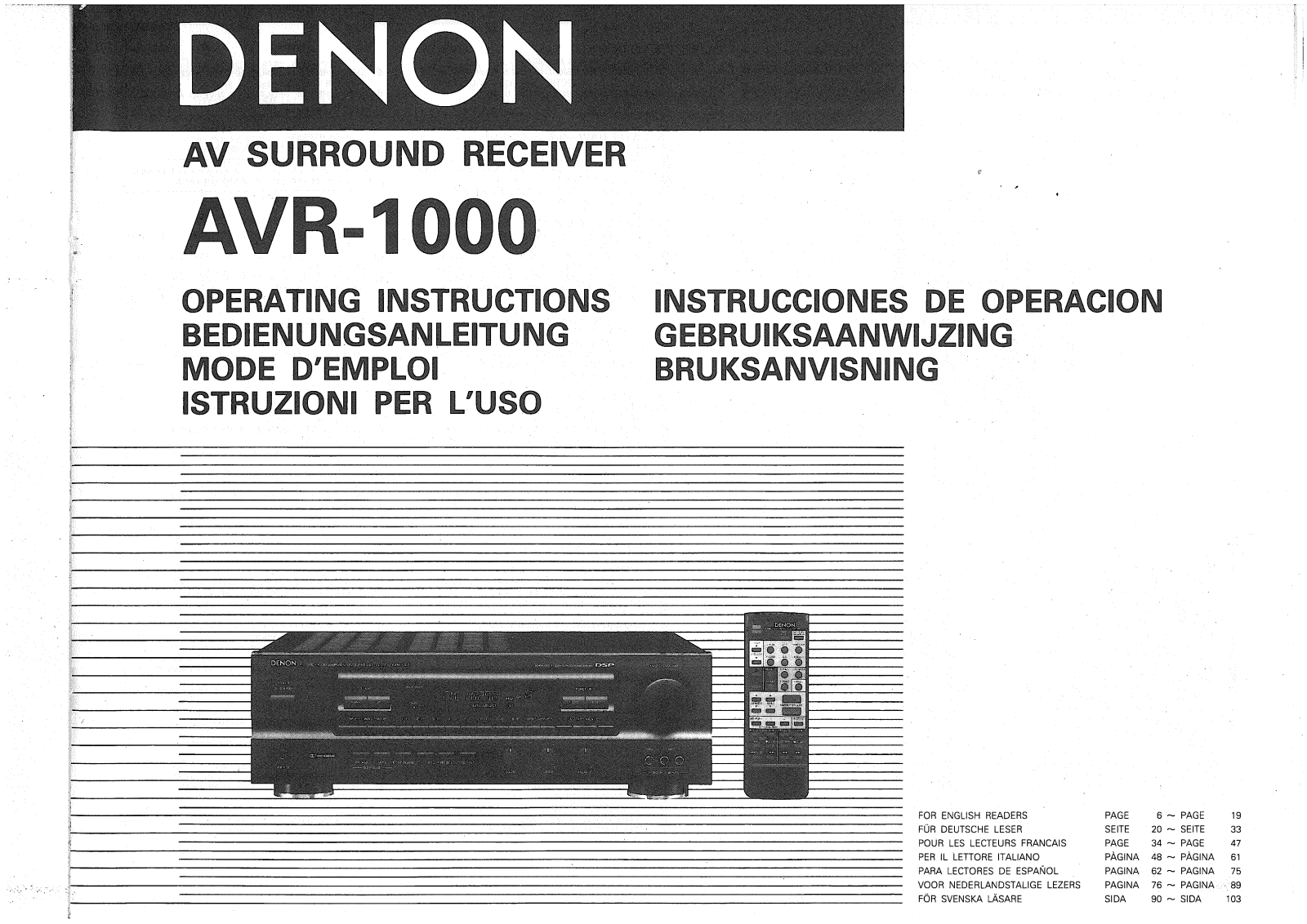 Denon AVR-1000 Owner's Manual