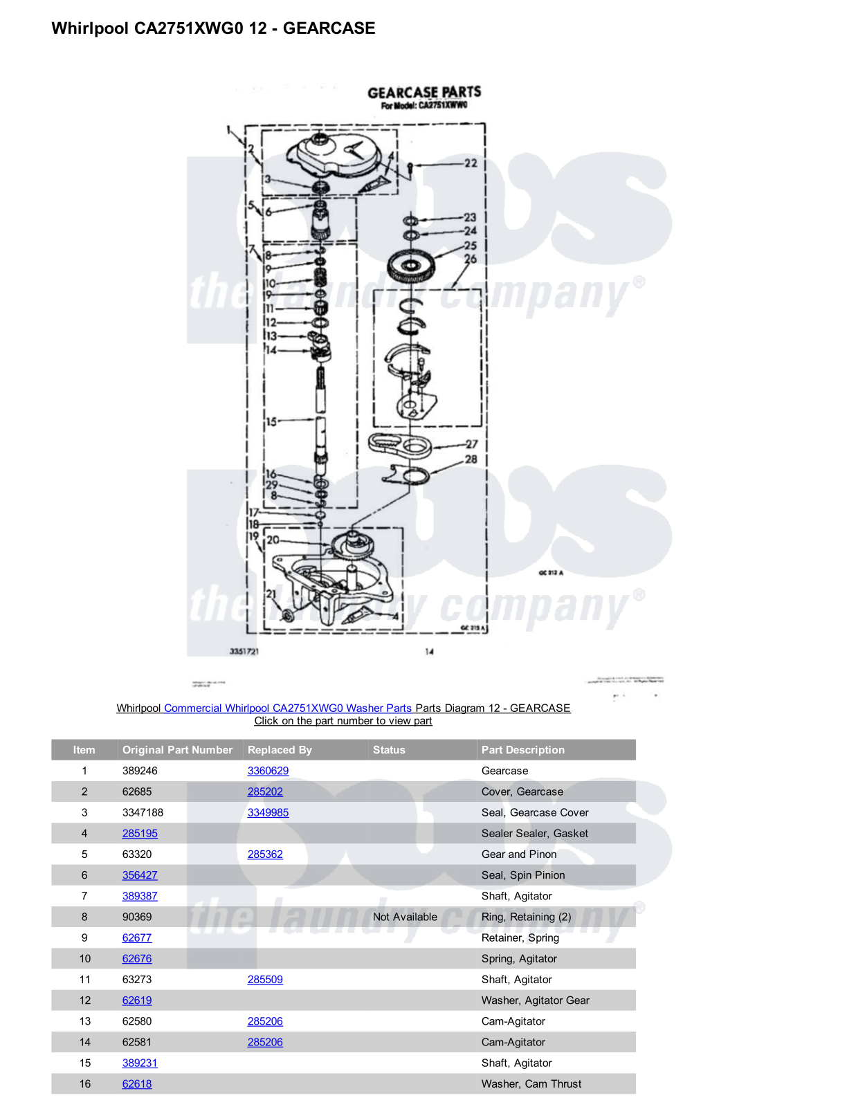 Whirlpool CA2751XWG0 Parts Diagram