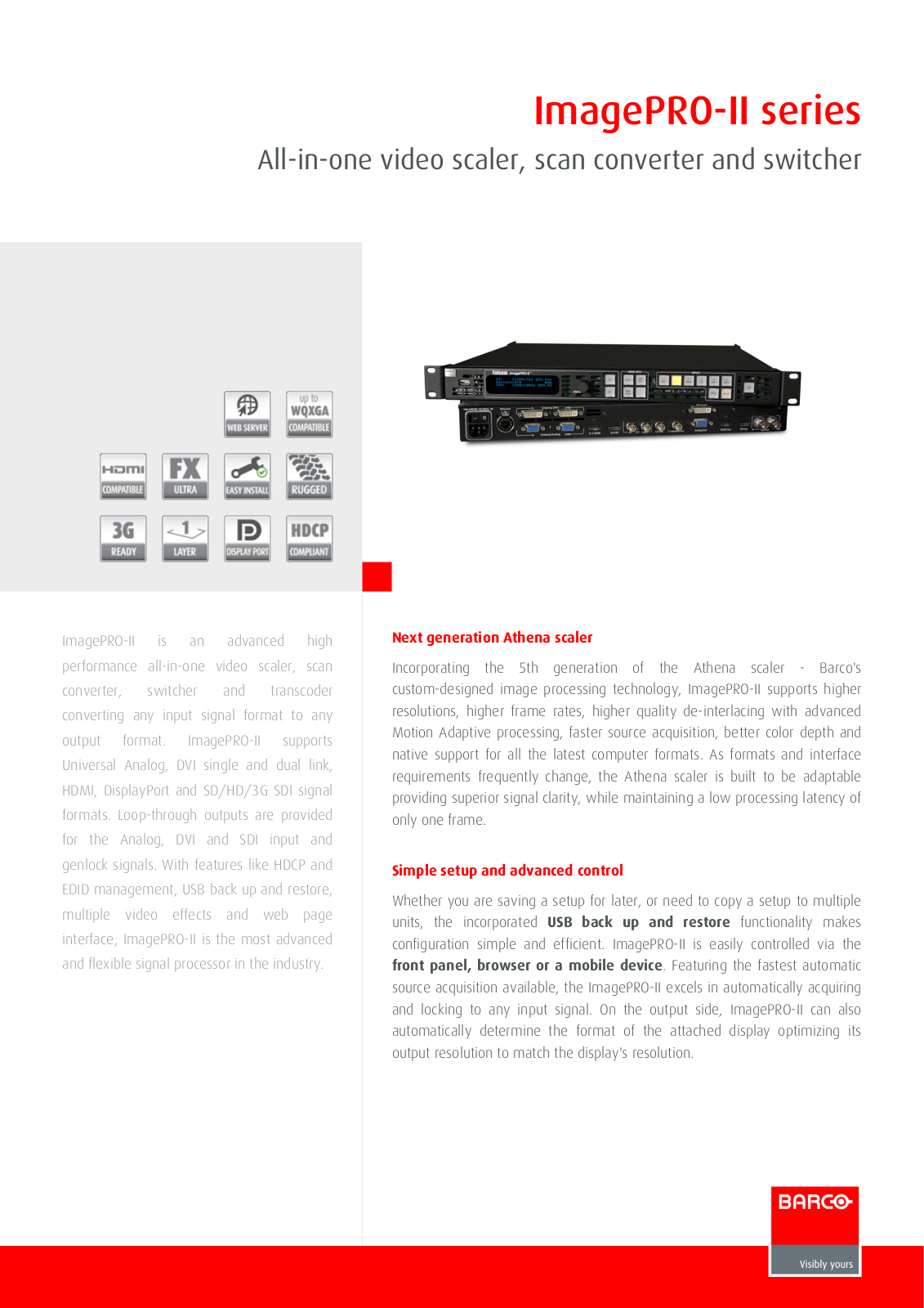 Barco ImagePRO­II Specifications