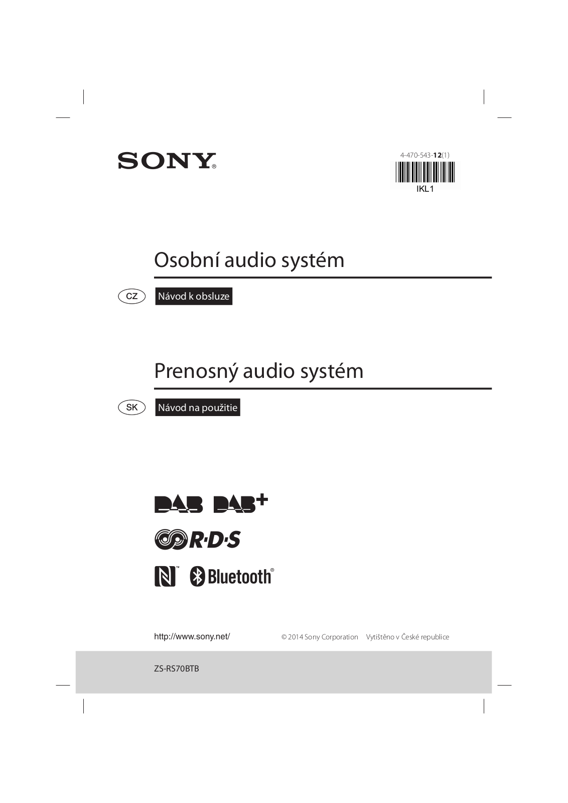 Sony ZS-RS70BTB User Manual