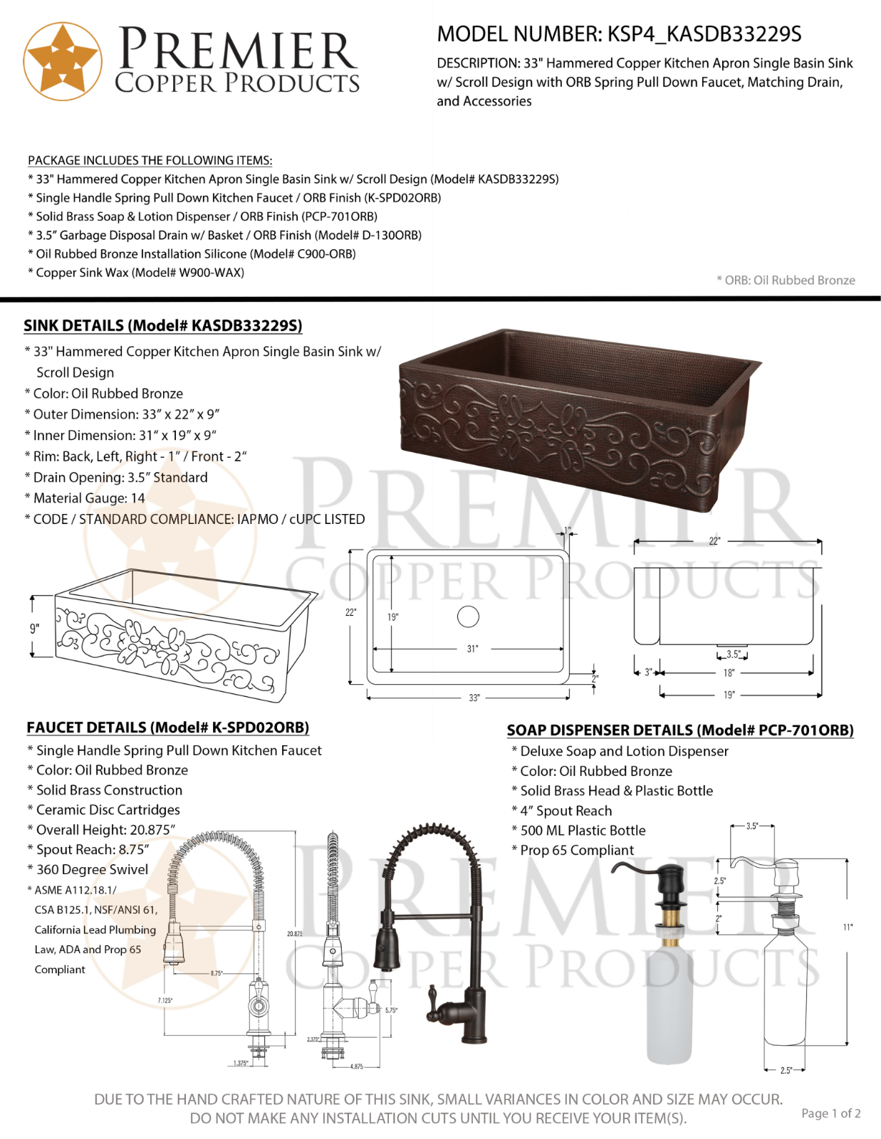 Premier Copper Products IER1672 Specifications - ManualMachine.com