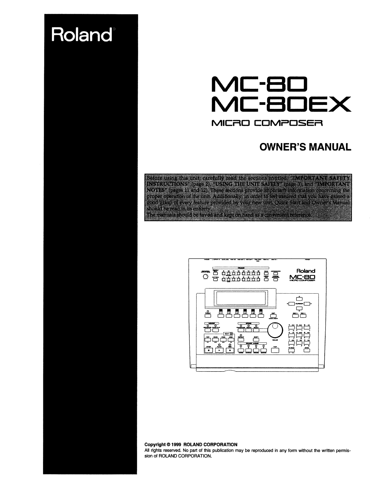 Roland Corporation MC-80, MC-80EX Owner's Manual