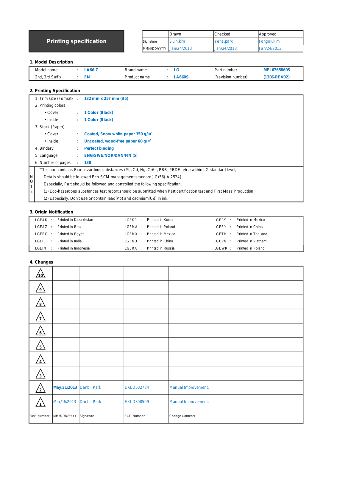 LG 32LA667V, 42LN613V, 32LN613V User manual