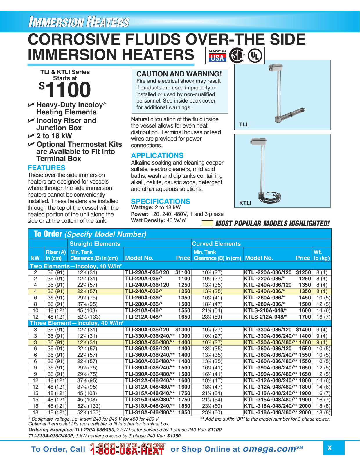 Omega Products KTLI-260A-036-480 User Manual