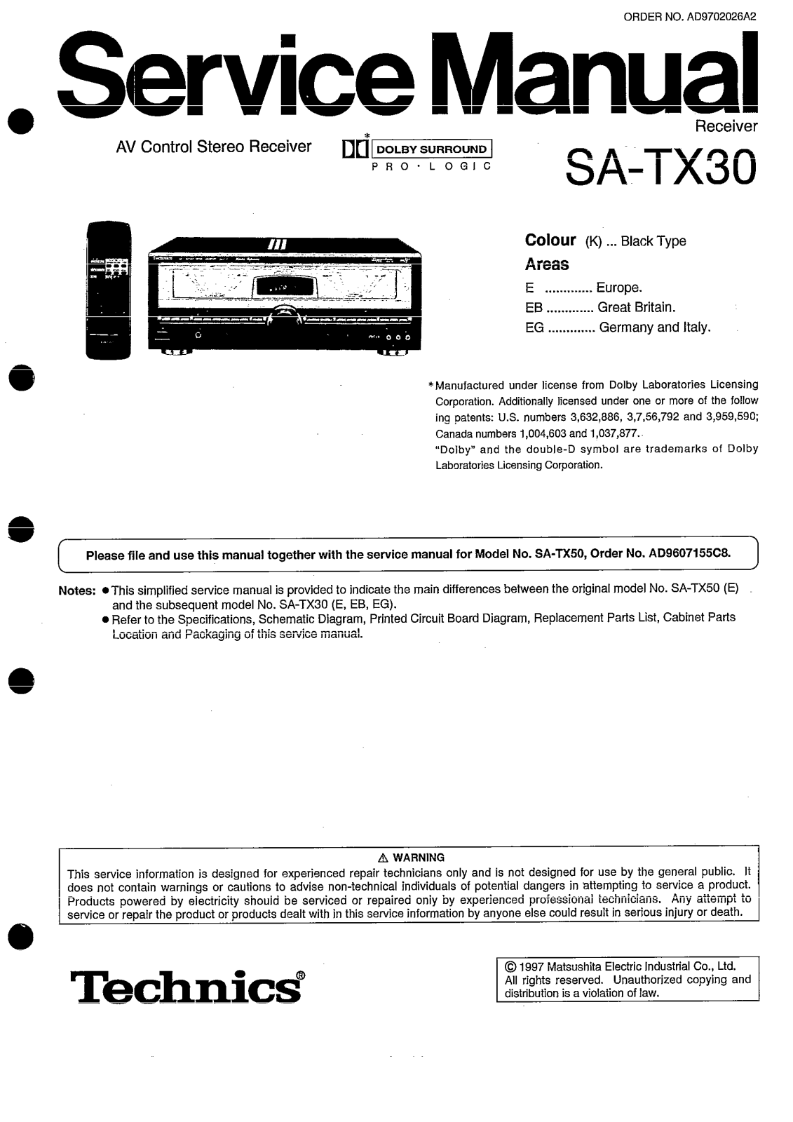 Technics SATX-30 Service manual