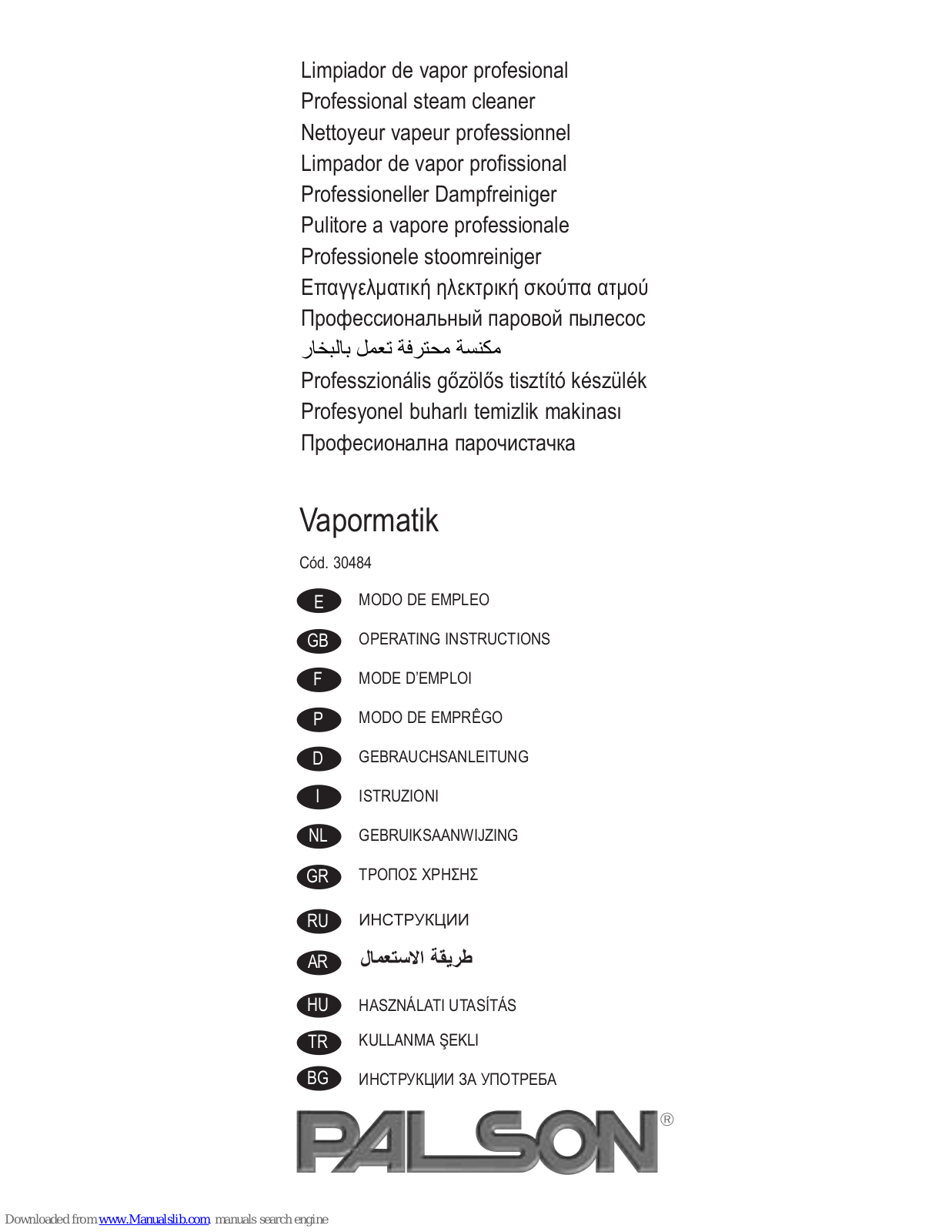 PALSON Vapormatik 30484 Operating Instructions Manual