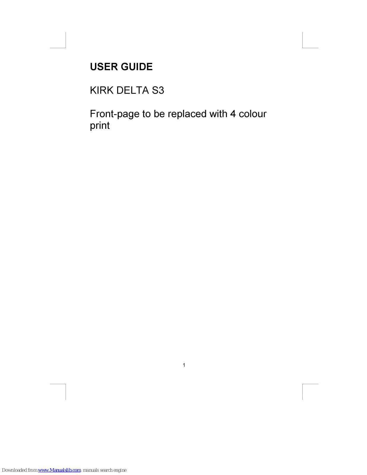 Kirk Delta S3 User Manual - ManualMachine.com