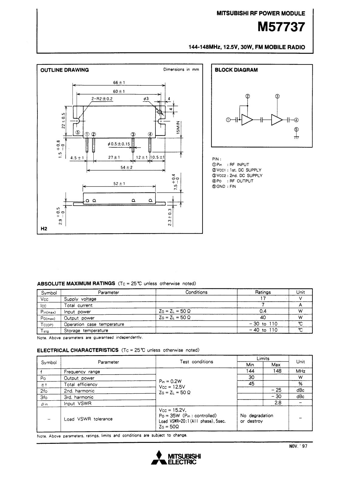 Mitsubishi Electronics M57737 User Manual