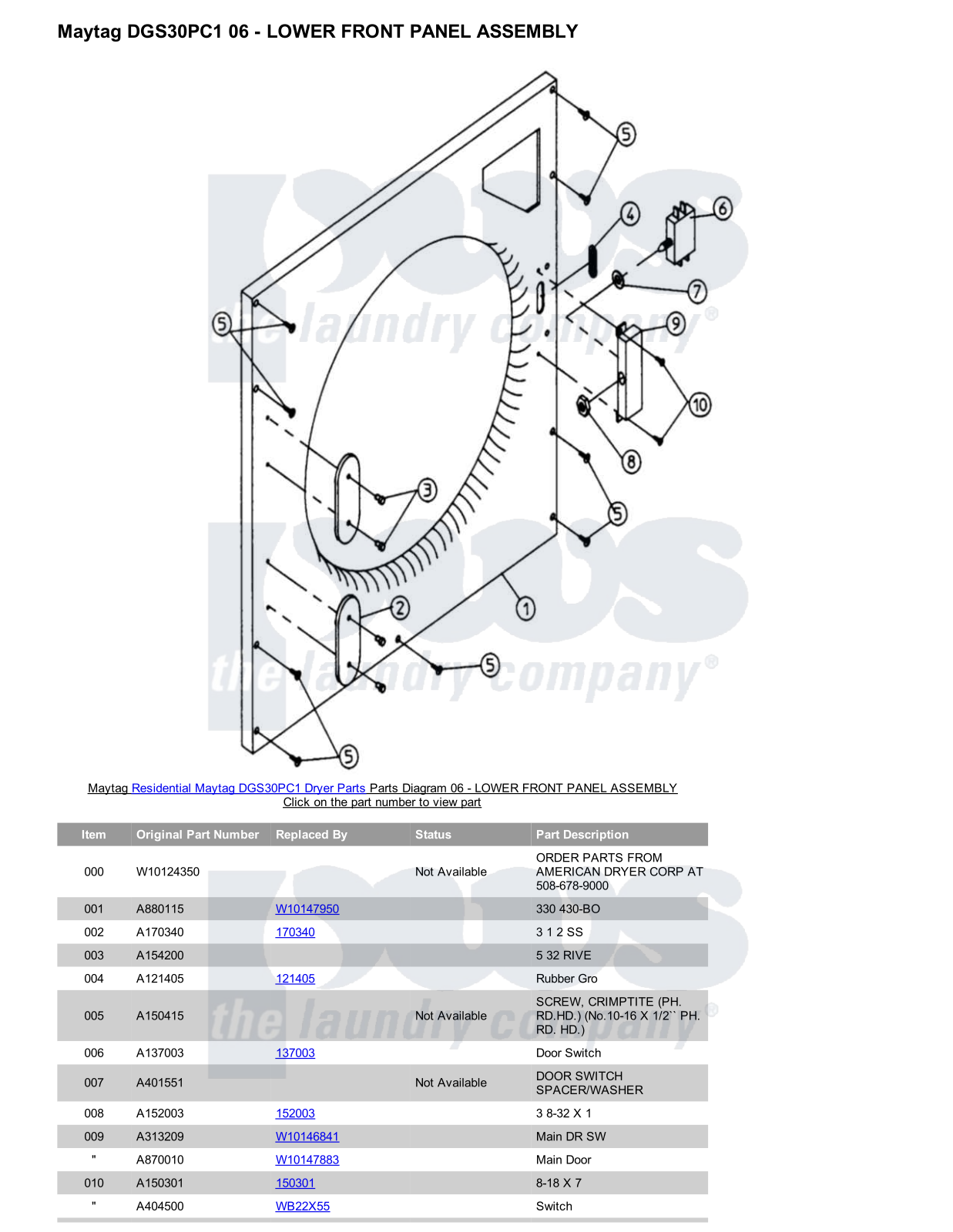 Maytag DGS30PC1 Parts Diagram