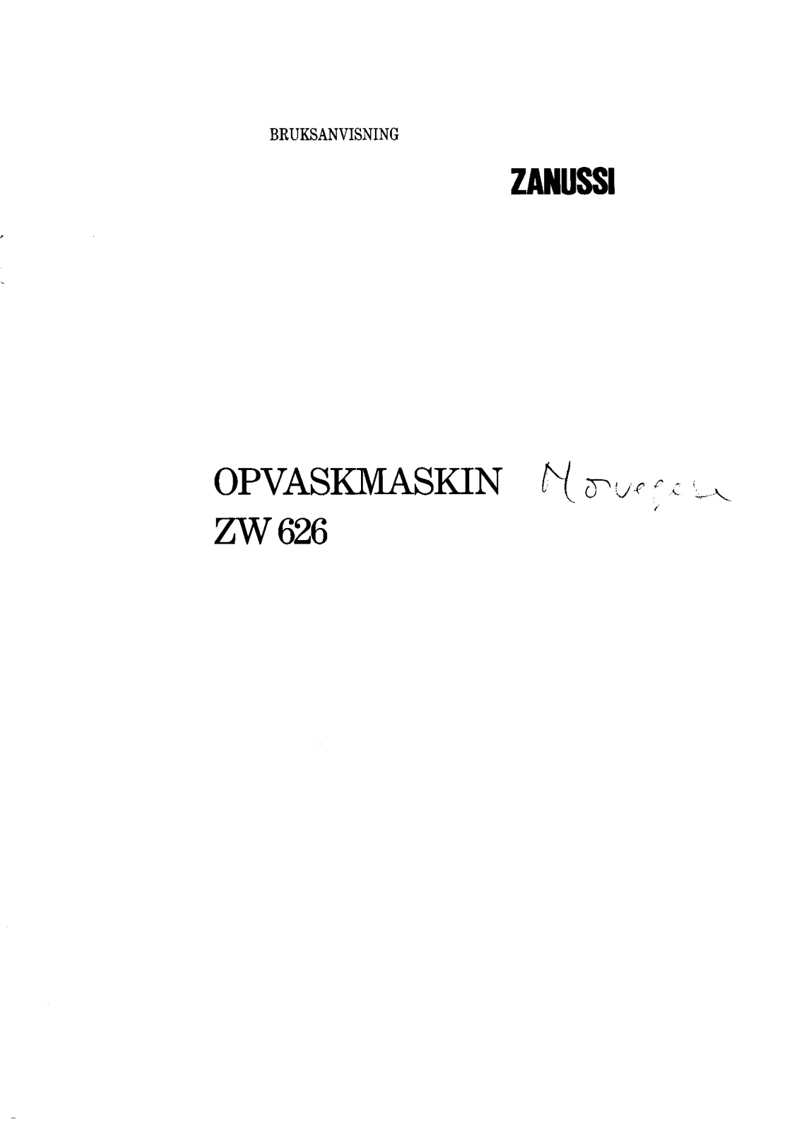 Zanussi ZW626 User Manual