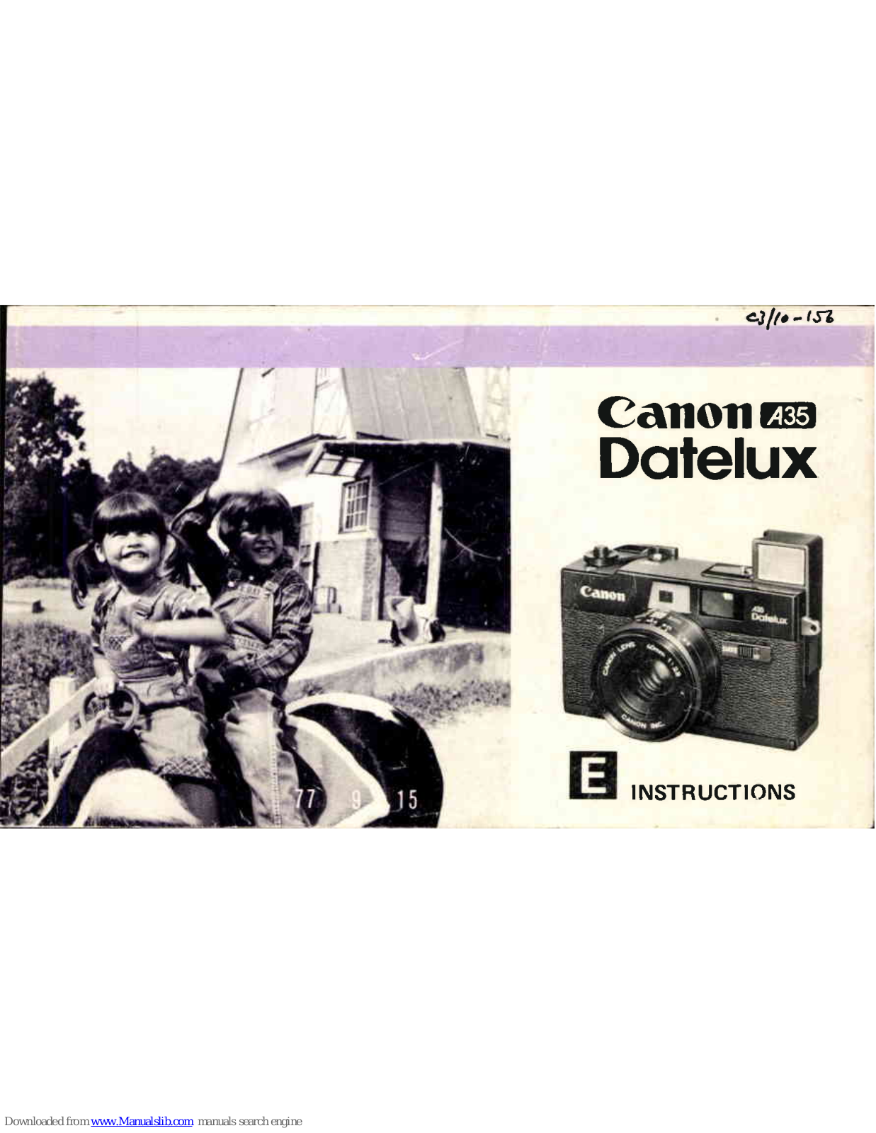 Canon A35 Datelux Instructions Manual