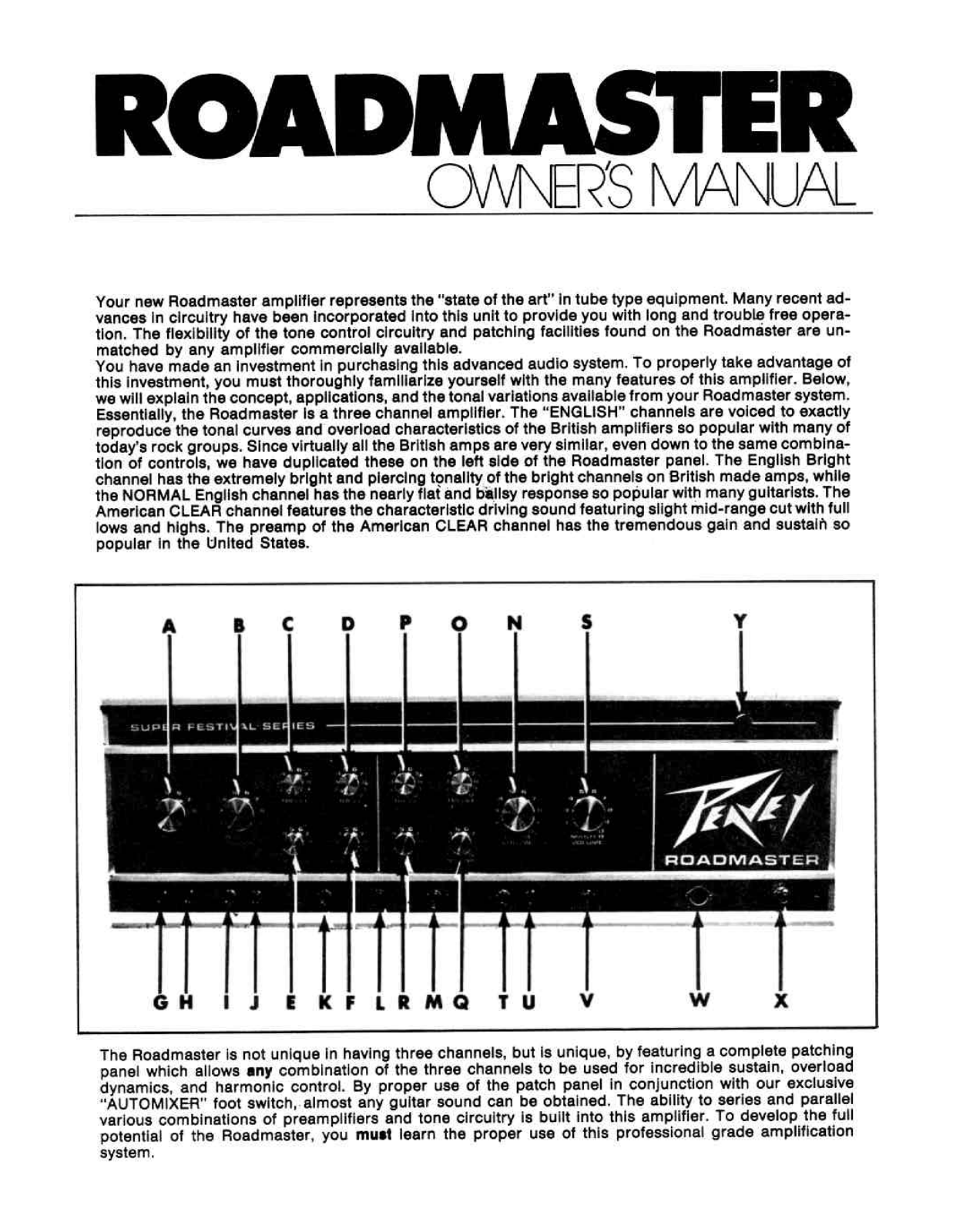 Peavey Roadmaster User Manual