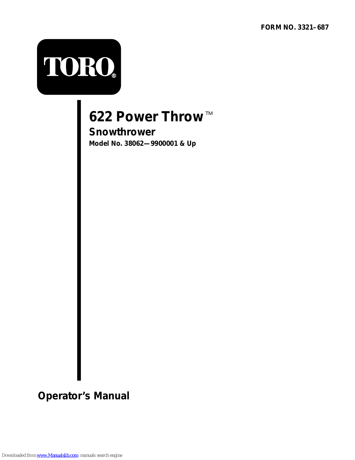 Toro 622 Power Throw, 38062 Operator's Manual