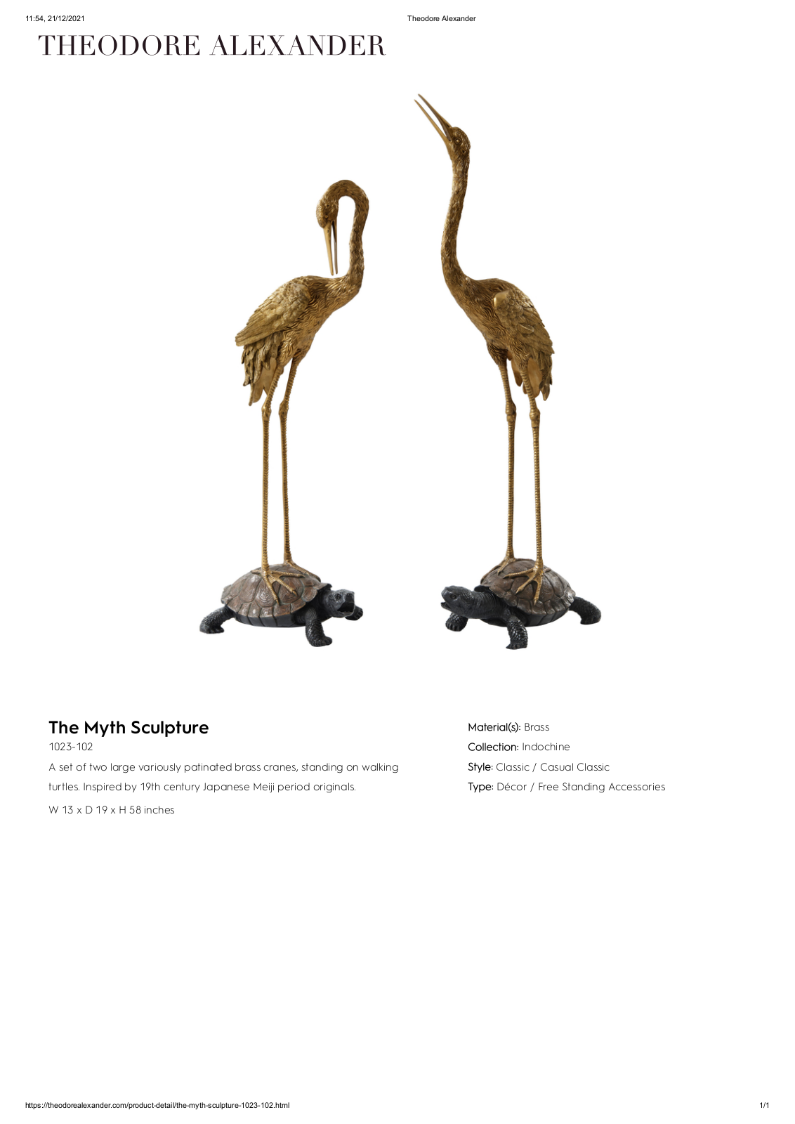 Theodore Alexander FPLJ1261 Specifications - ManualMachine.com