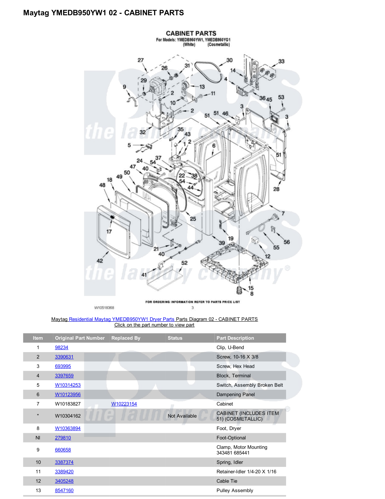 Maytag YMEDB950YW1 Parts Diagram