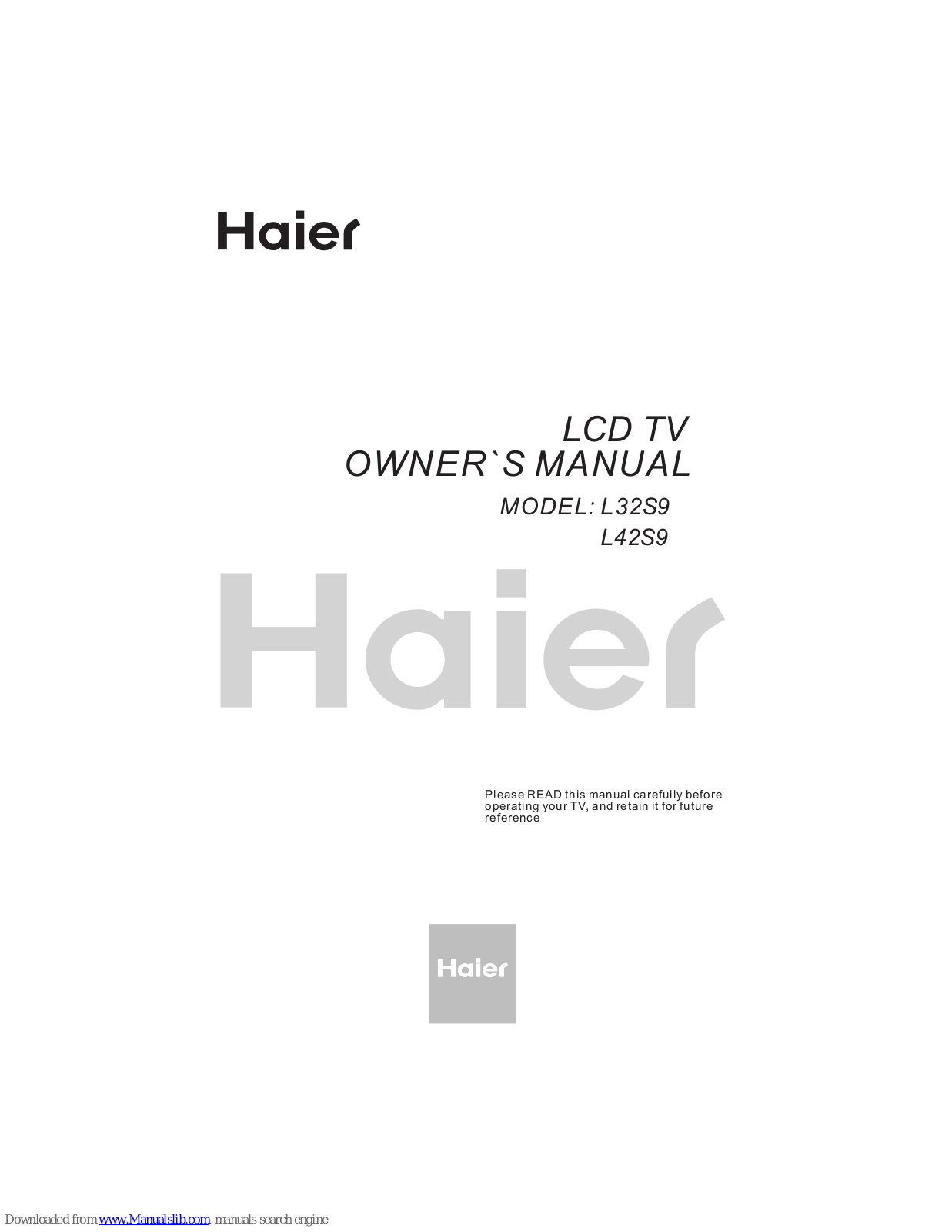 Haier L42S9, L32S9 Owner's Manual