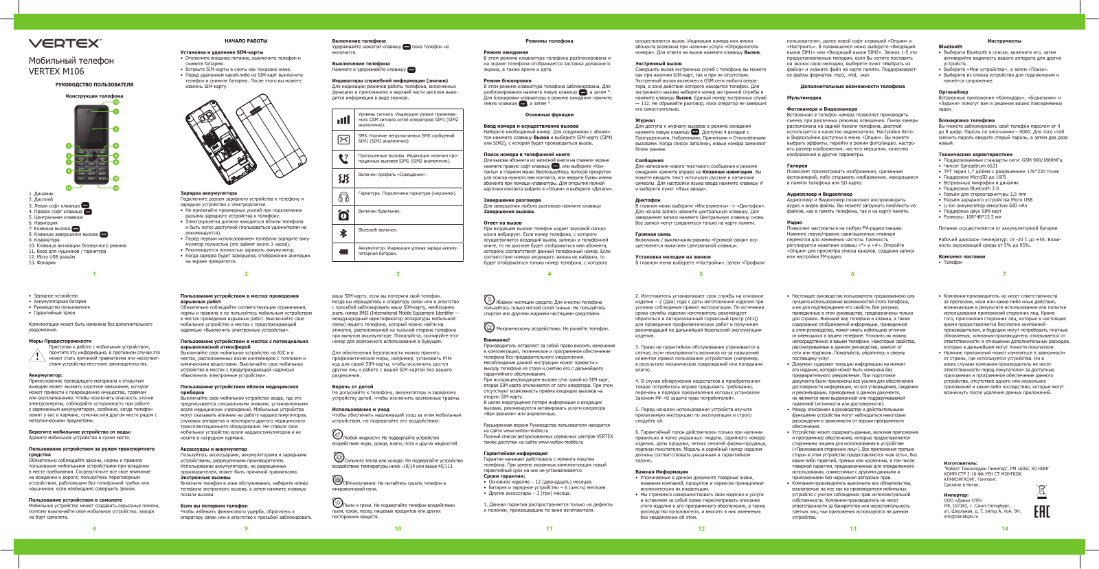 Vertex M106 User manual