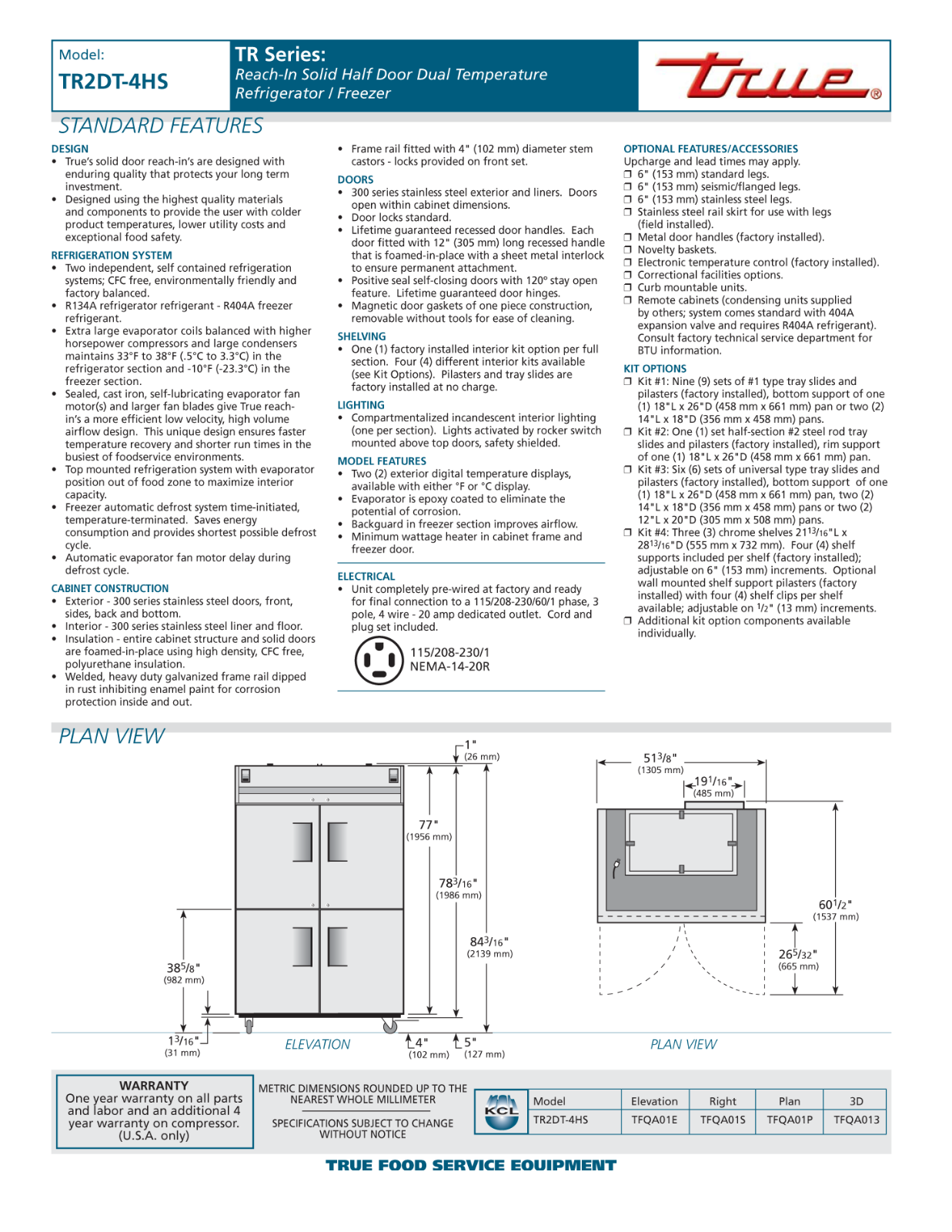 True TR2DT-4HS User Manual