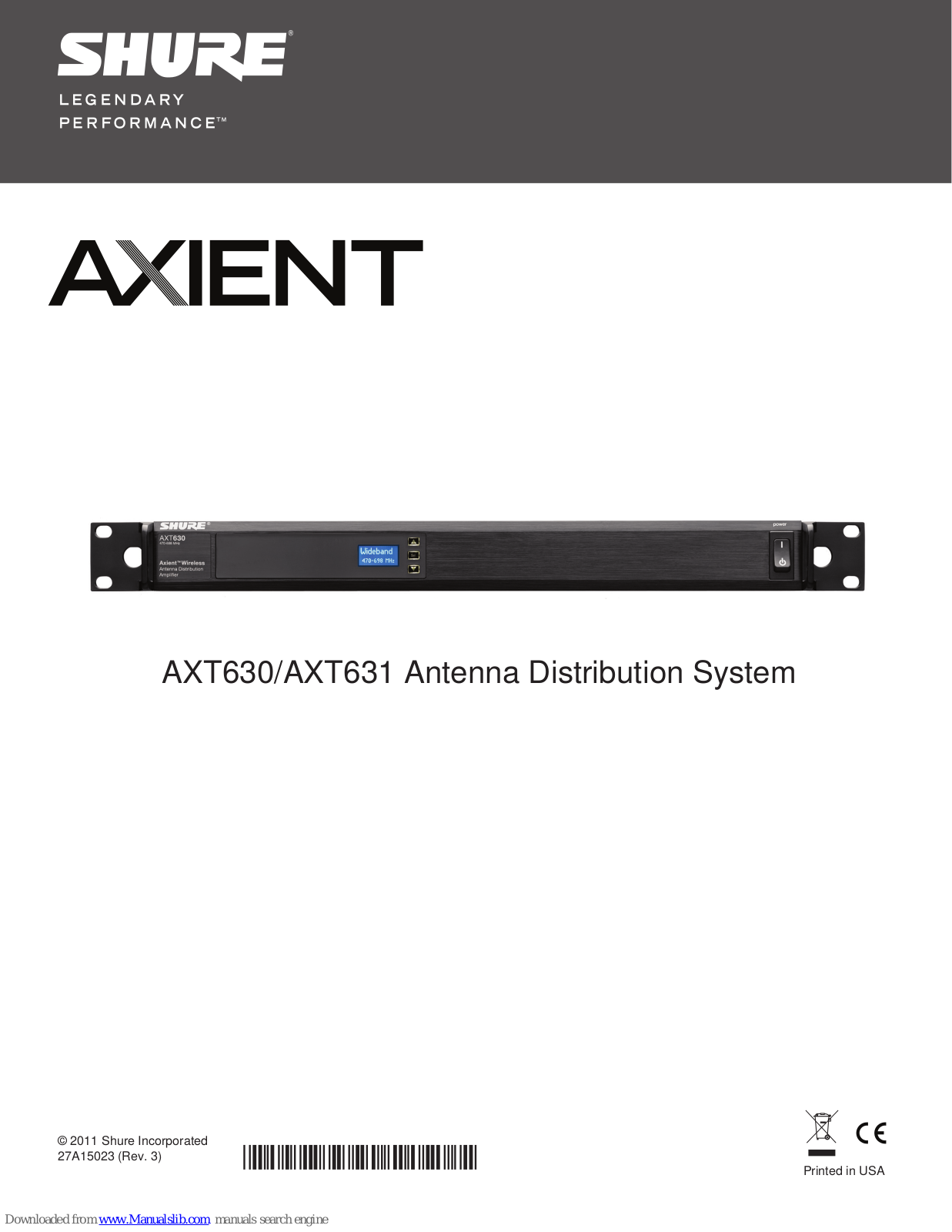 Shure AXIENT AXT630, AXIENT AXT631 User Instructions