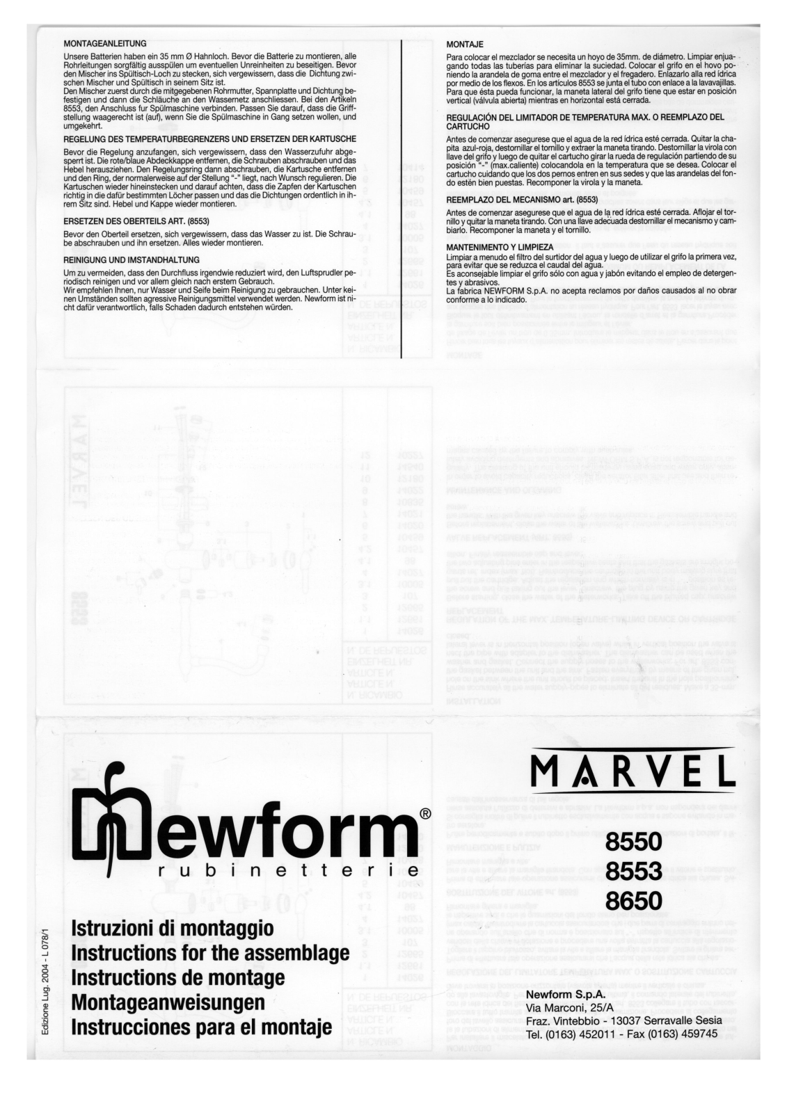NEWFORM MARVEL 8550, MARVEL 8553 User Manual - ManualMachine.com