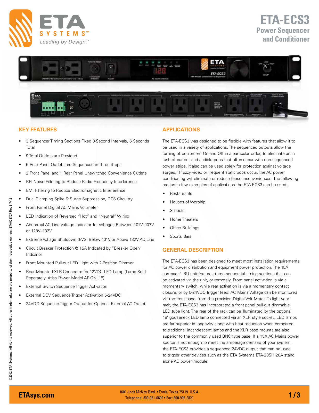 ETA ETA-ECS3 Datasheet