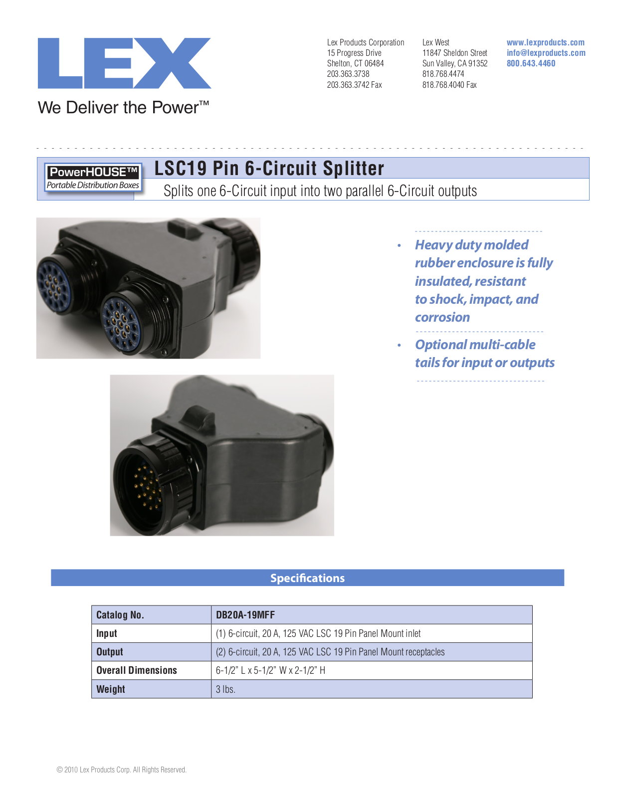 Lex DB20A-19MFF Data Sheet