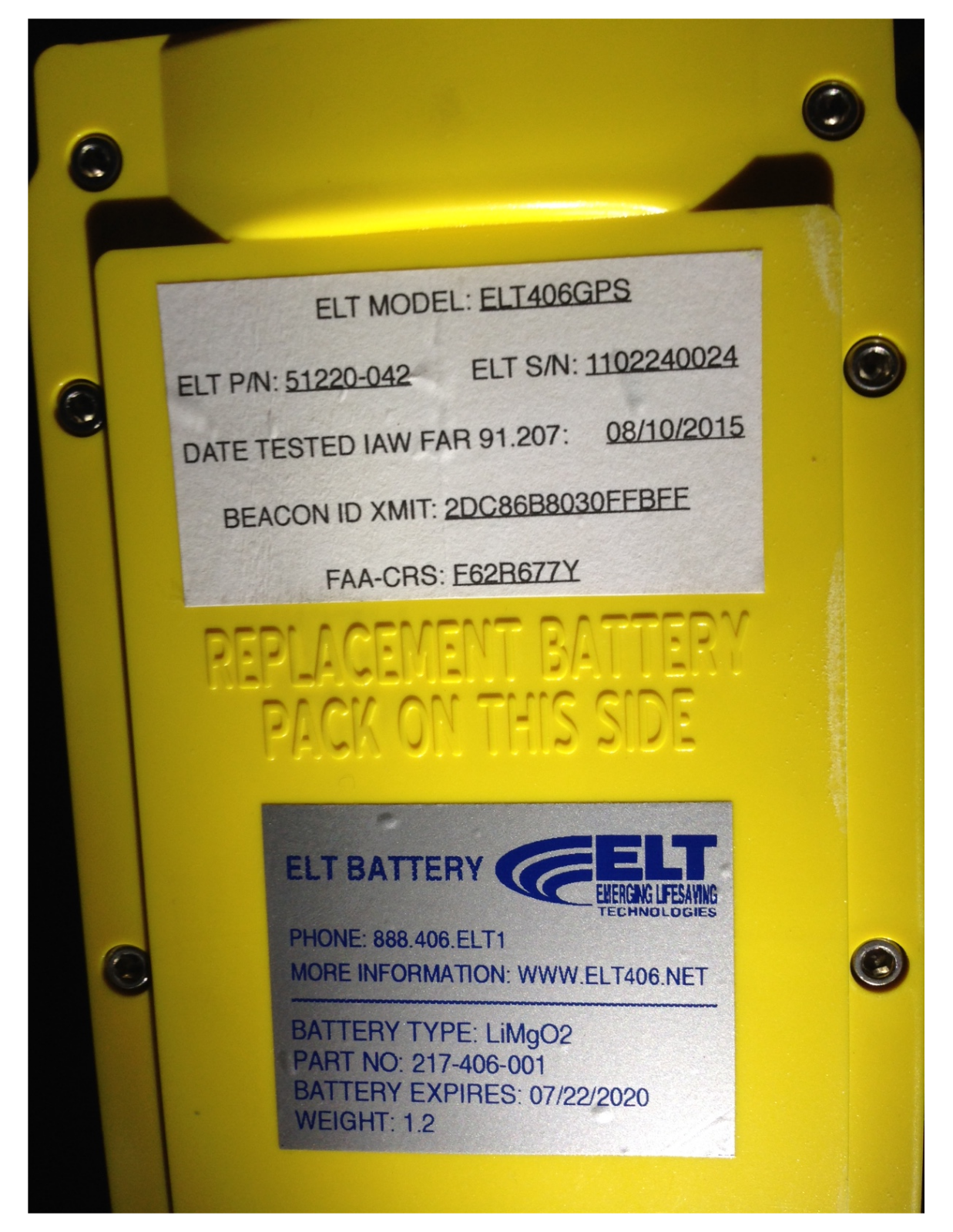 ELT ELT406GPS Installation, Operating And Maintenance Manual