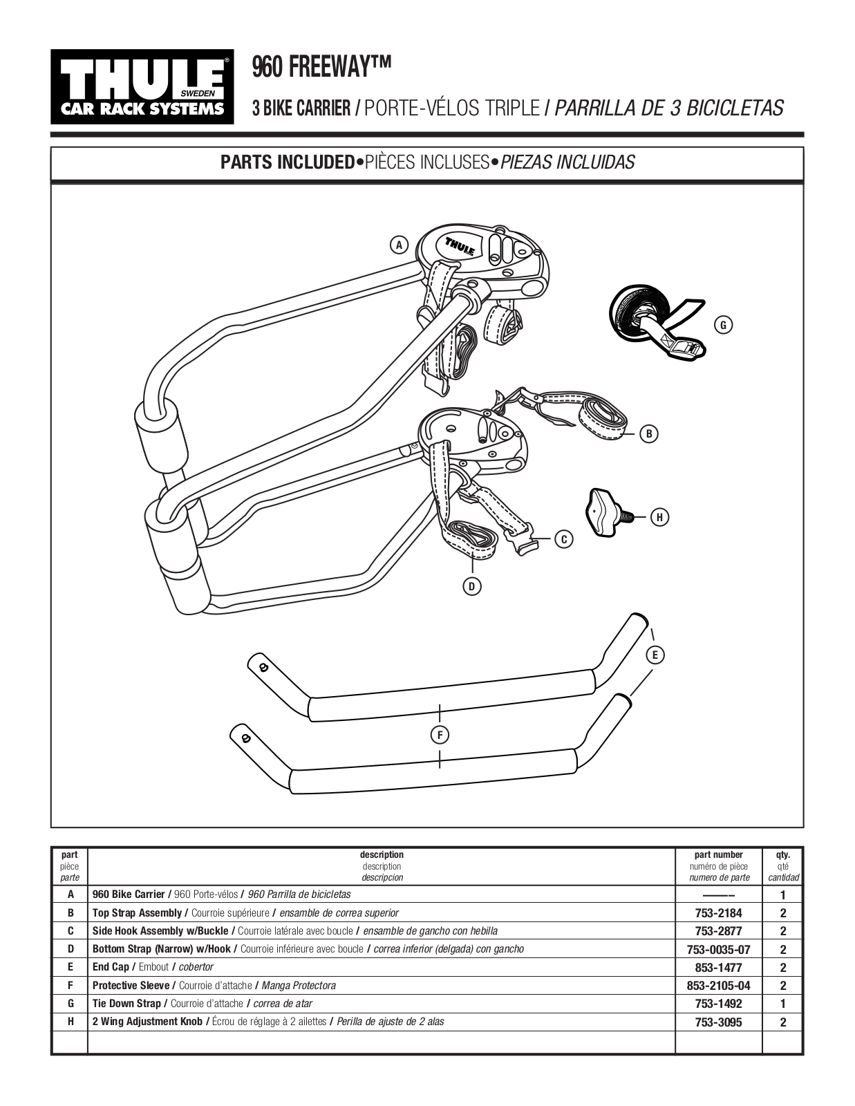 Thule 960 Freeway User Manual