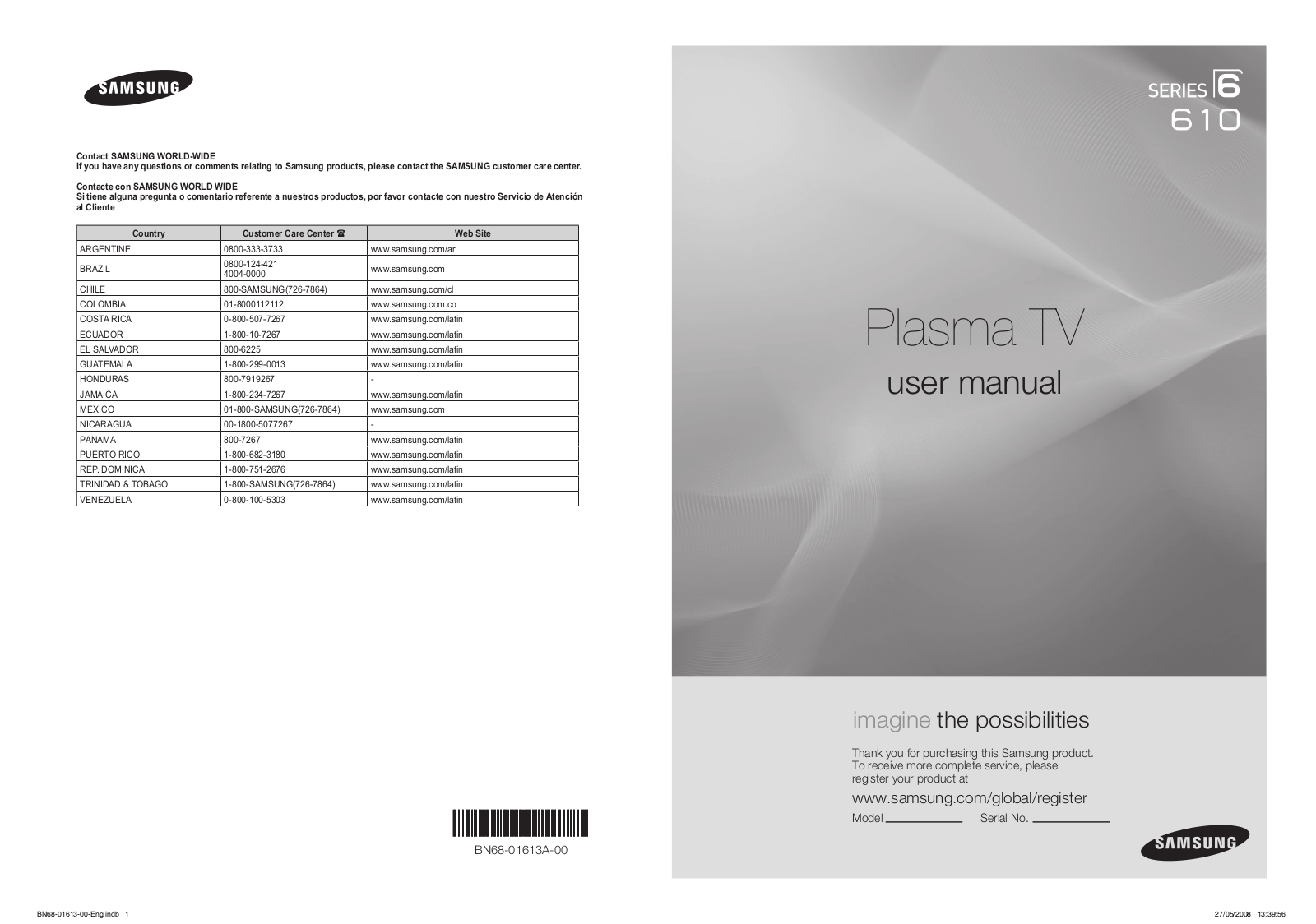 Samsung PL50A610T1R User Manual