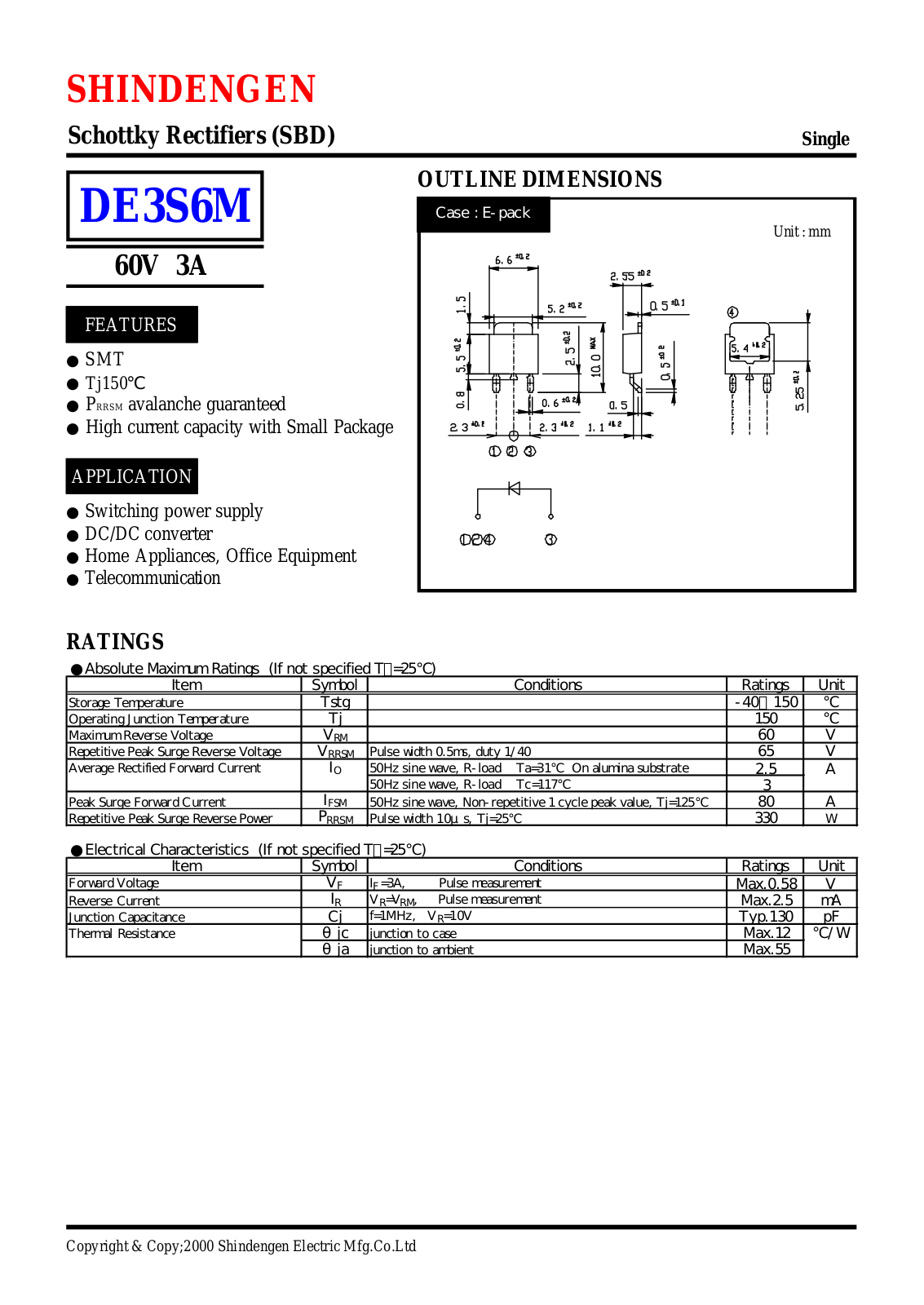 Datasheet DE3S6M Datasheet (Shindengen) - ManualMachine.com