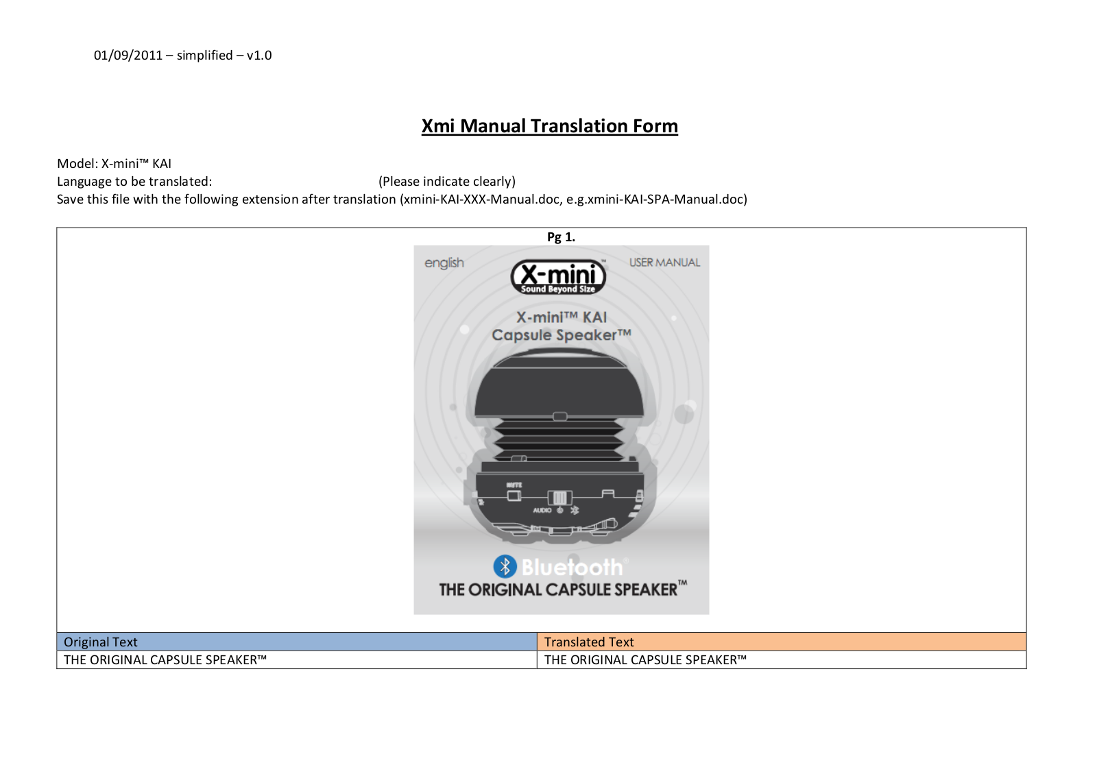 Xmini KAI Manual Translation Form