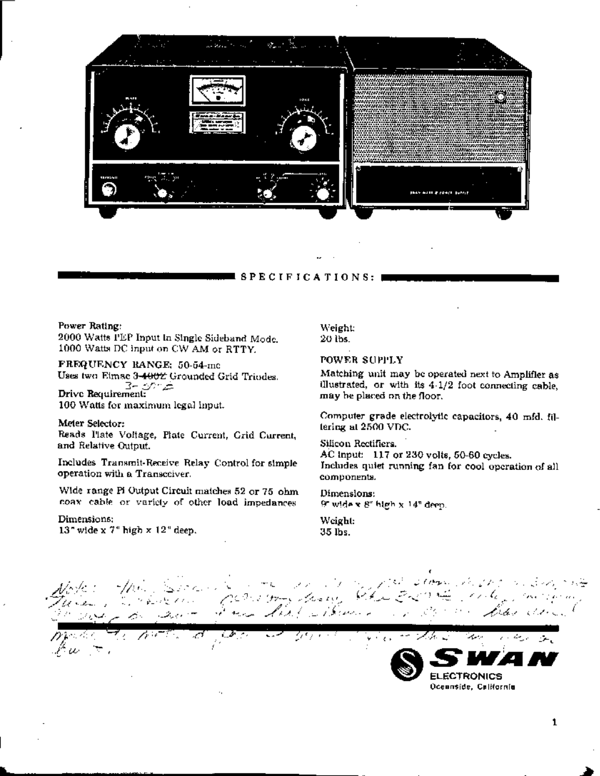 SWAN MARK 6b User Manual (PAGE 01)