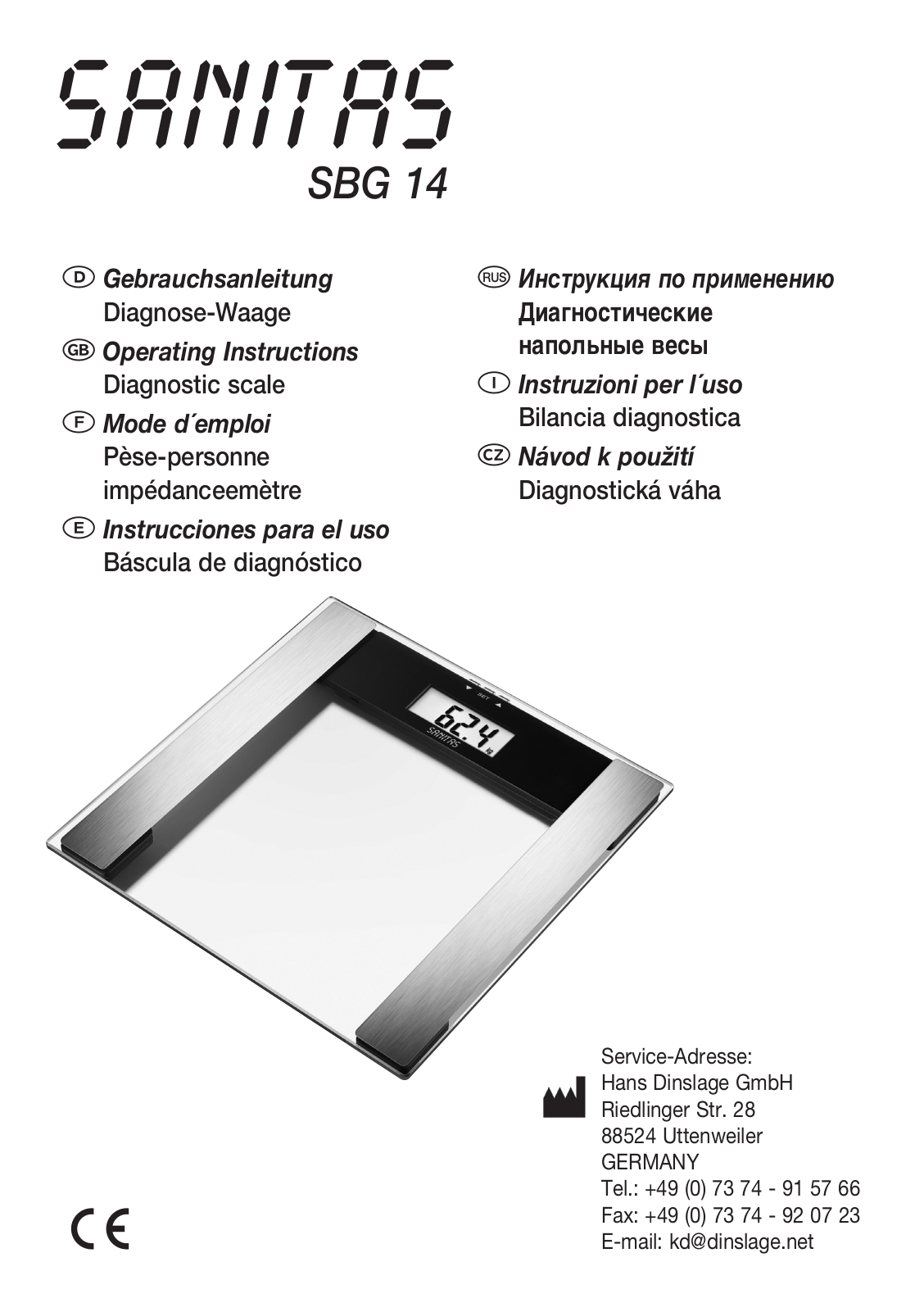 Sanitas SBG 14 User Manual