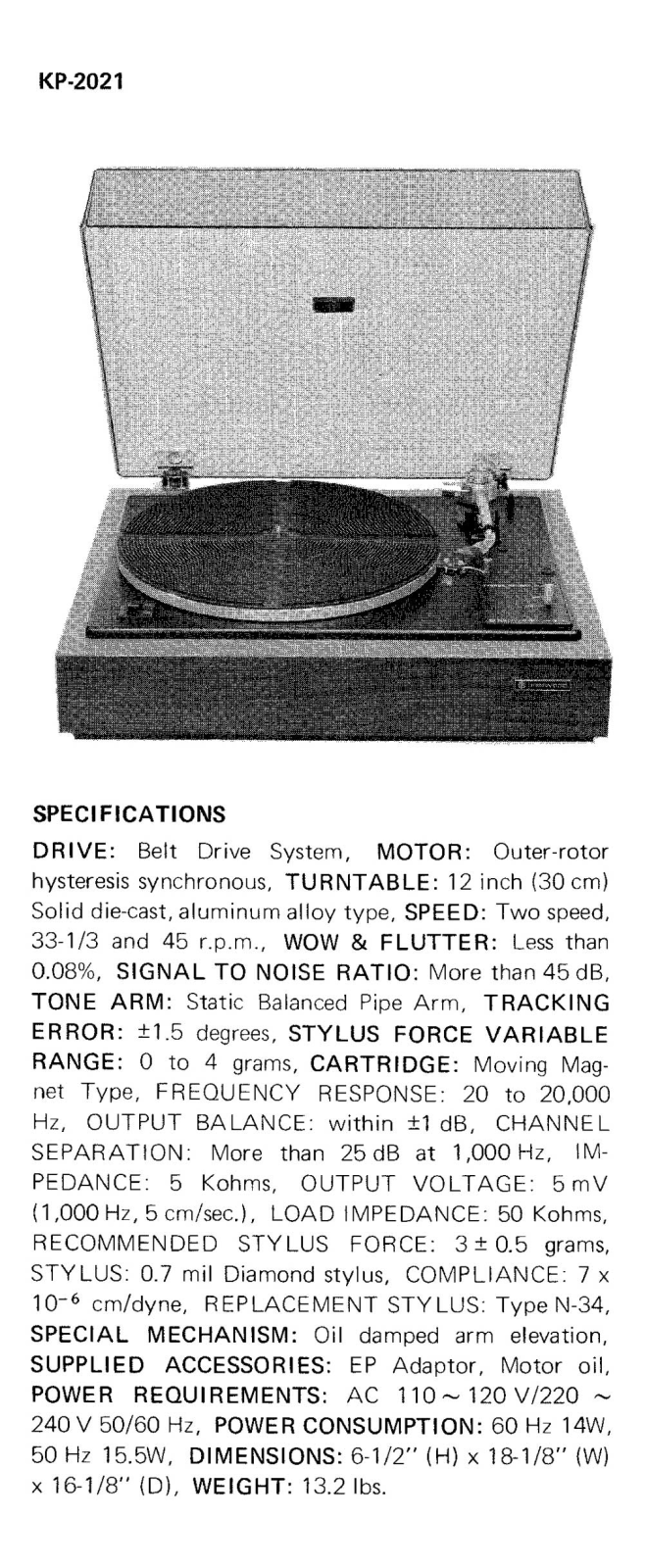 Kenwood KP-2021 Brochure