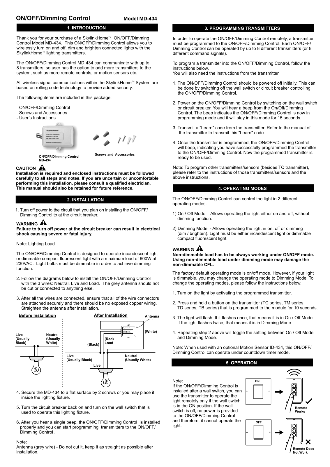 SkyLink MD-434 User Manual - ManualMachine.com