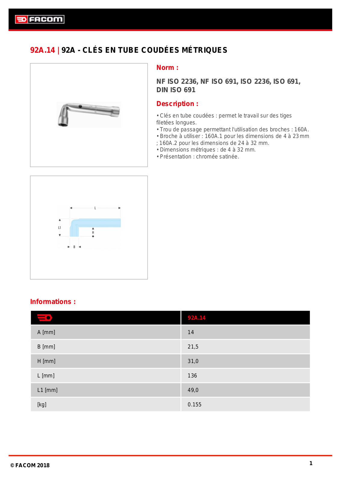 Facom 92A.14 Specification