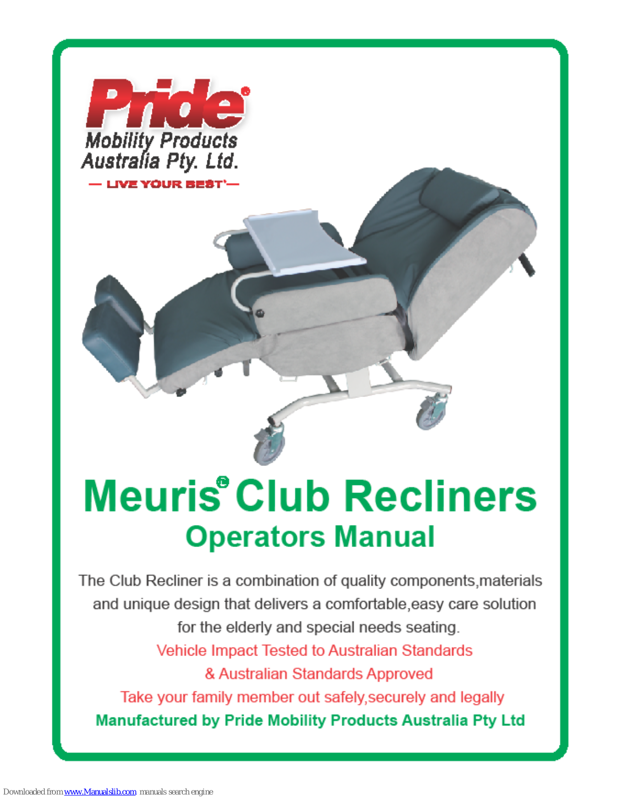 Pride Mobility Meuris Operator's Manual