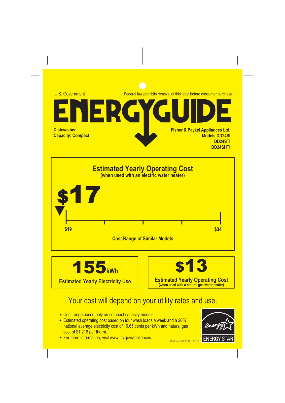 Fisher & Paykel DD24SI7, DD24STI7 Energy Guide