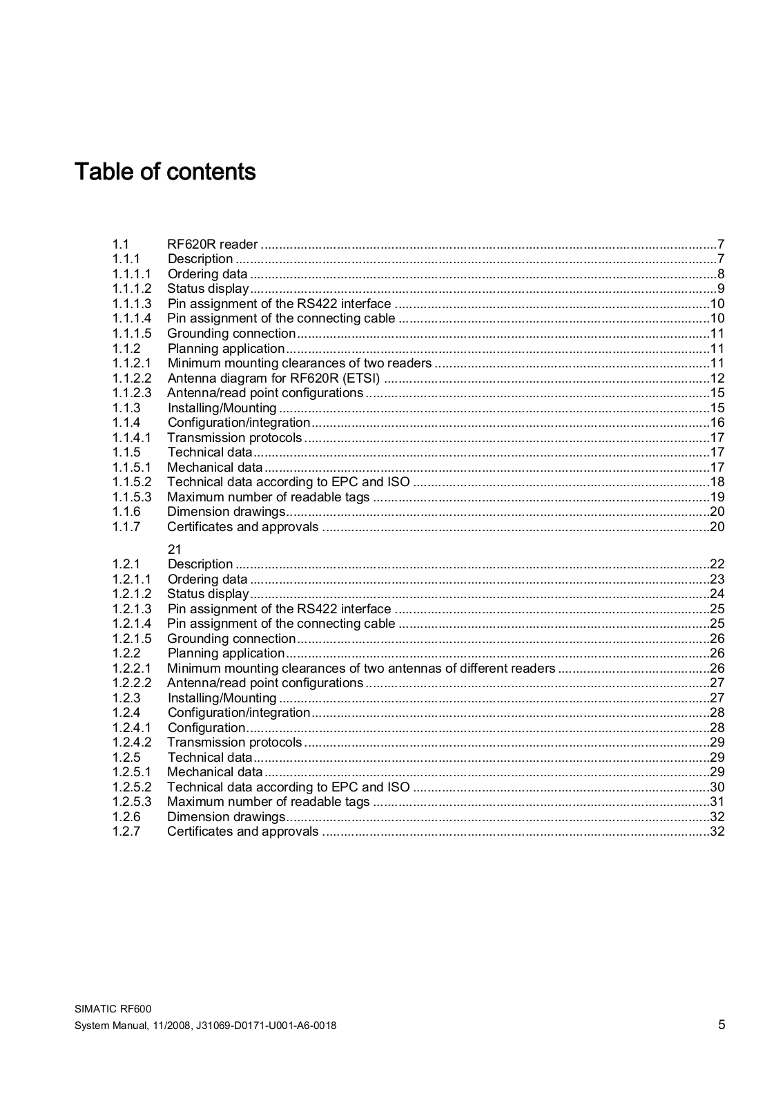 Siemens RF620R User Manual